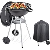 Charcoal Grill 18 inch Barbecue Grill with Waterproof Grill Cover for Outdoor Courtyard Picnic Camping Tailgating BBQ Kettle