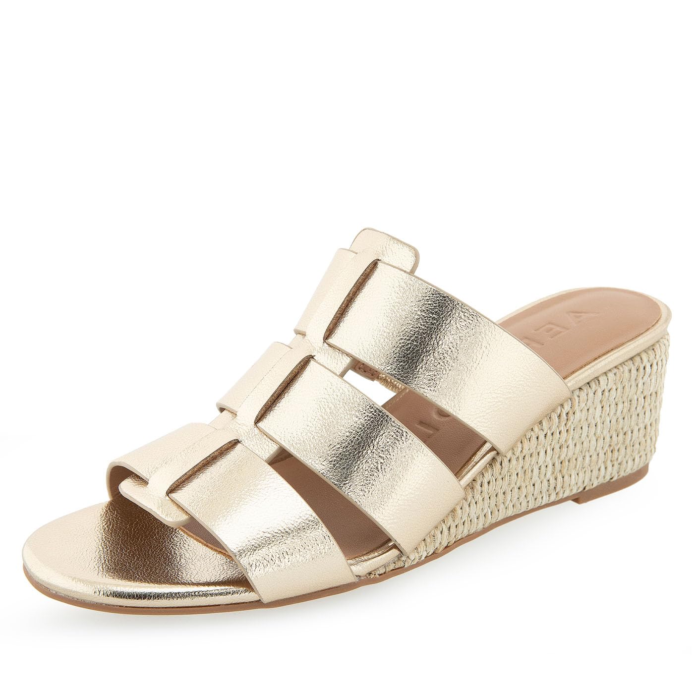 Aerosoles Women’s Wilma Wedge Sandal, Soft Gold PU, 5