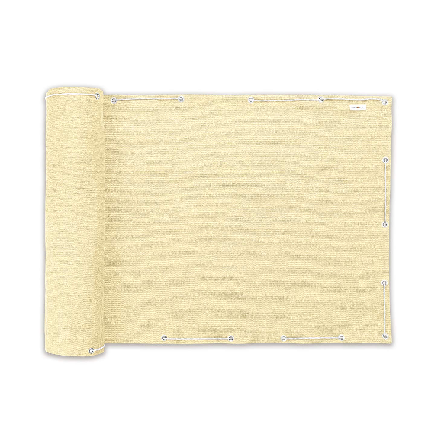 PRIMA GARDEN Balcony privacy and wind protection in cream, 500 x 90 cm, wrinkle weatherproof, UV-resistant, robust, opaque, fastening cord.