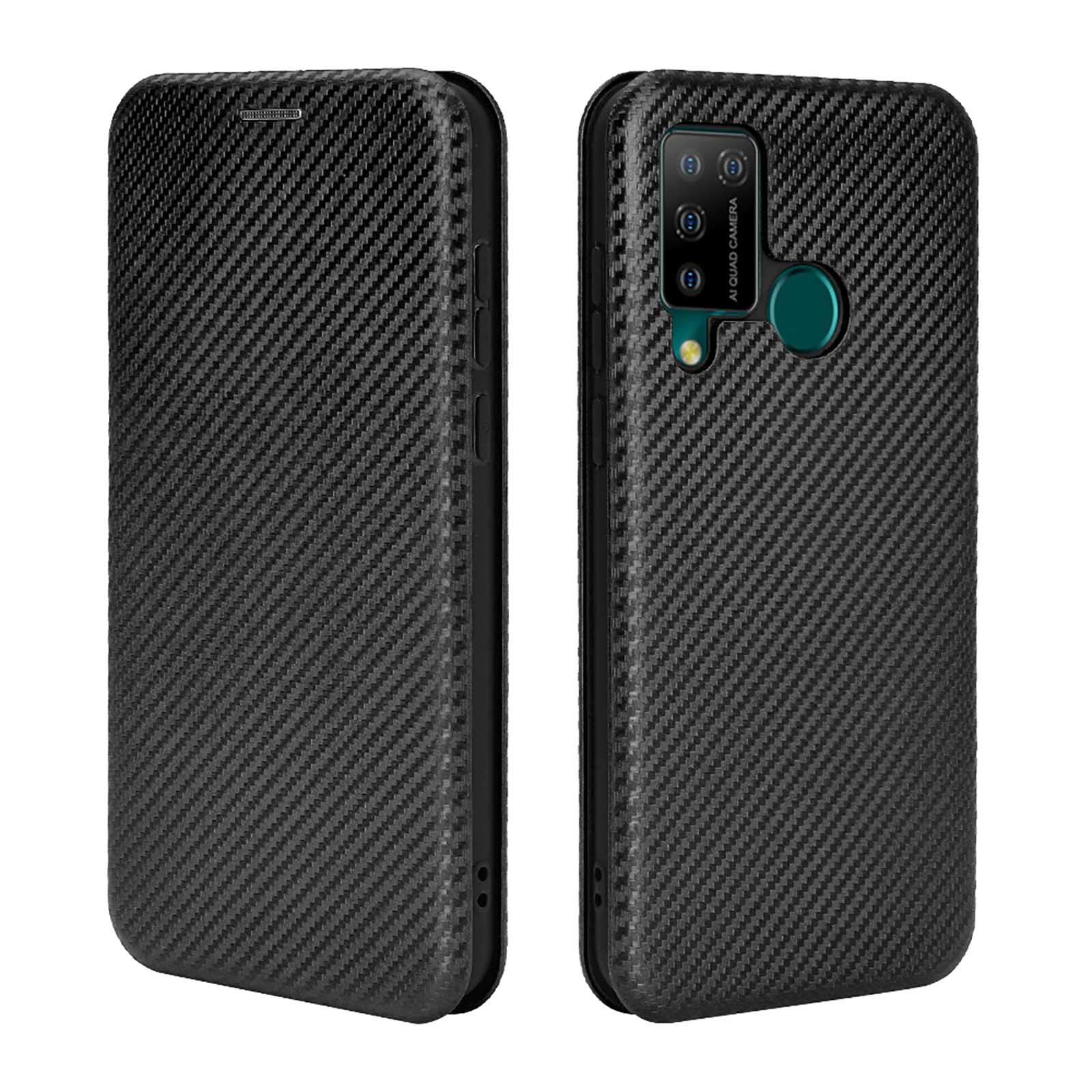 GOGME Case for Google Pixel 4A Flip Wallet Cover with [Card Slots], Anti-Scratch Carbon Fiber PC + Shockproof TPU Inner Protective + Ring Stand Holder. Black