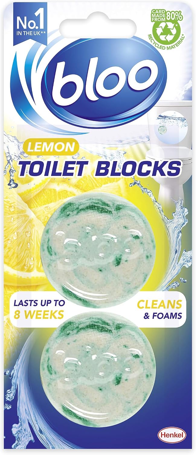 Bloo In Cistern Twin Blocks Citrus Zest with Long Lasting Anti-Limescale Cleaning, Foaming & Clear Water 10 x 2 Pack - Image 3