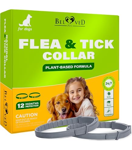 Natural Flea & Tick Collar Tag For Dogs - Waterproof, Adjustable, 8+ Month Protection With 3 Refills, Chemical-Free
