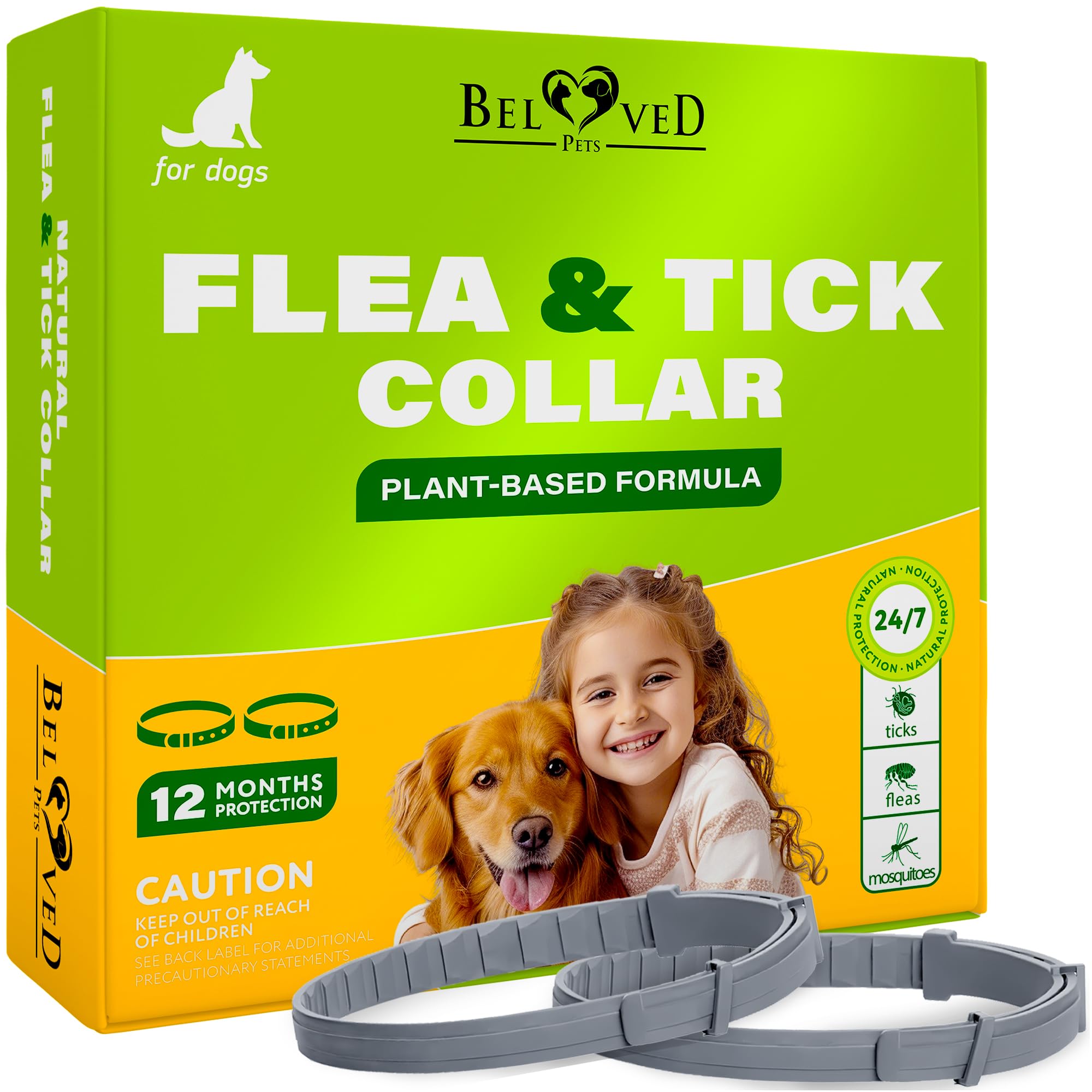Photo 1 of Natural Flea & Tick Repellent Collar for Dogs – Plant-Based, Waterproof, 6-Month Pest Protection – Adjustable, Safe (1 Pack, 2 Count)