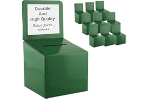 MY CHARITY BOXES Raffle Ticket Donation Collection Ballot Box Reusable Sturdy thick Cardboard with Slot comment Suggestion Box With Removable Header 6H x 6W x 6D, Display area 6H x 6W(Green 10 pack)