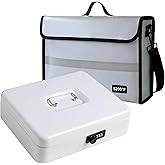 Fireproof Document Bag with Lock Box - Secure Cash, Contracts & Passports Combo