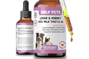 Holy Pets Milk Thistle for Dogs & Cats – 100% Pure Oil, Liver Support, No Additives, Fillers, or Preservatives – Natural Antioxidant for Pet Wellbeing – 2 oz Liquid Dropper