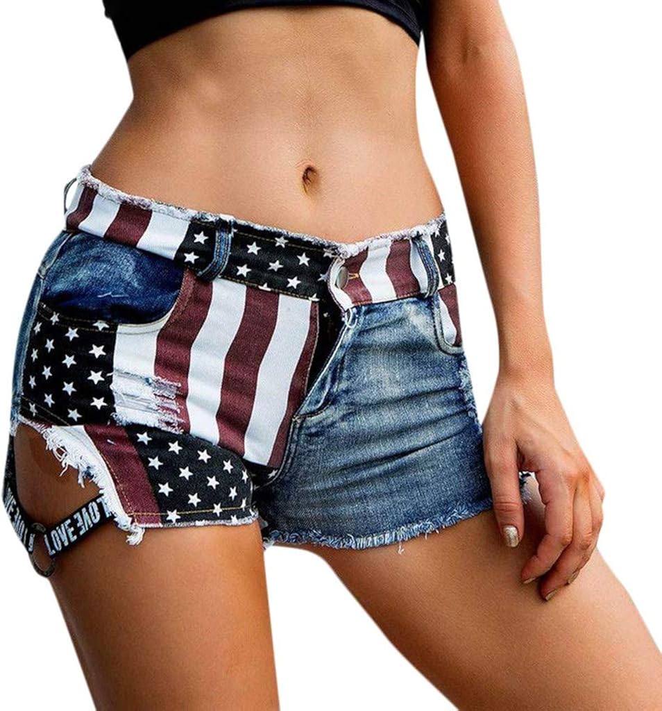 Jumaocio Shorts Summer American Flag Hot Shorts Women Sexy High Waist
