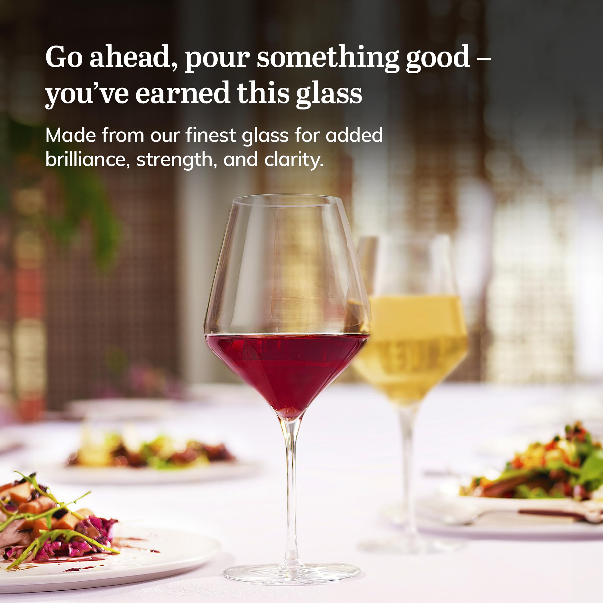 Libbey Signature Greenwich All Purpose Wine Glasses, 16 Oz Angular Wine Glass Set of 4 with Pulled Stem, Stemware Glasses for Cocktails and More