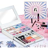 Color Nymph Makeup Kit for Teens, All in One Makeup Kit for Women Included 24 Colors of Matte Shimmer Eyeshadow, Highly Pigmented Lip Glosses, Eyeliner Pencil, Brushes, and Mirror