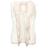 HEIZZI Ladies' Rabbit Fur Coat with Raccoon Fur Collar