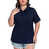 MoFiz Plus Size Golf Polo Shirts for Women Zip Up Short Sleeve Collared Tennis Workout Tops Sport Athletic Activewear XL-5XL