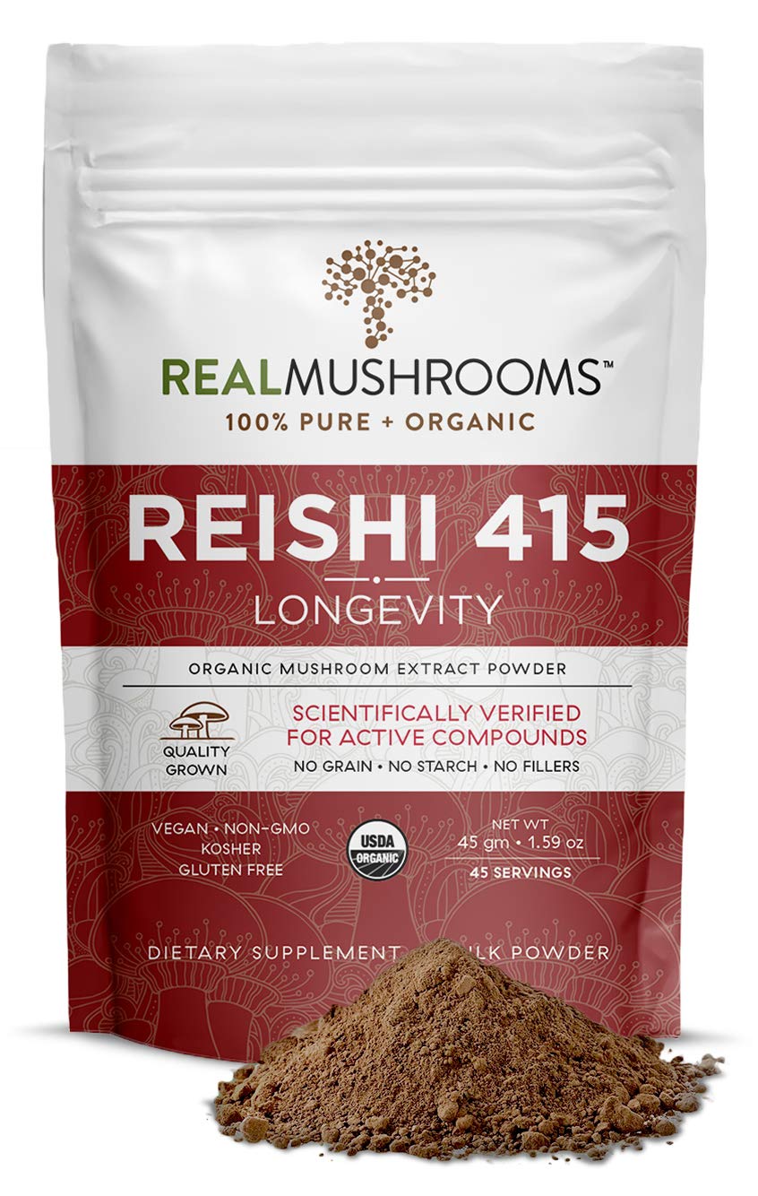 Real Mushroom Reishi Mushroom Powder for Longevity (45 Servings) Vegan