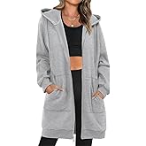 StunShow Women's Zip Up Hoodies Oversized Fleece Long Sleeve Sweatshirts Casual Fall Jacket Coat with Pocket(S-3XL)