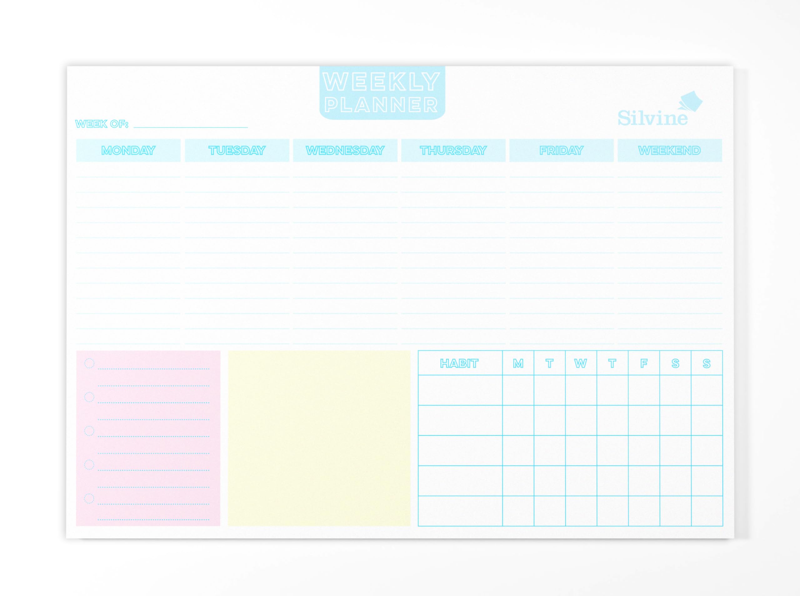 Silvine A4 Weekly Desk Pad Planner - To Do Printed Template (52 Sheets)
