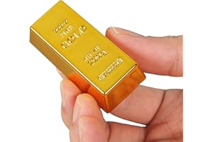 Vaulted Skulls & Co Fake Gold Bar - Replica 200g Gold Bar Novelty - Pirate Party Decorations - Size 2.4L X 1.1W X 0.6H inches | Hollow