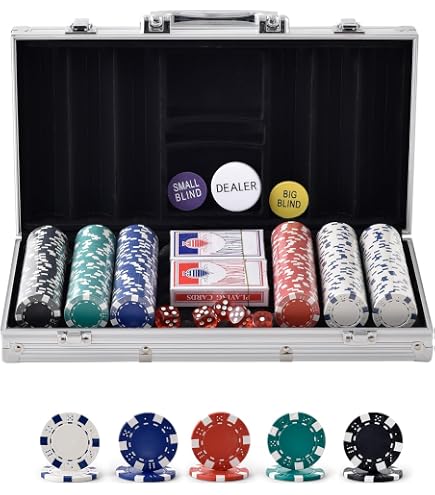 GOPLUS Mallette Poker 300 Jetons 14g - Texas Hold'em - Étui Aluminium - Cartes Et Dés - Voyage