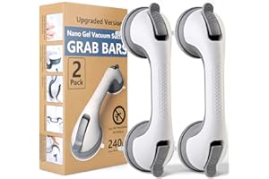 QUIHEAT 2 Pack Grab Bars for Shower Handle, Elderly Assistance Products, Seniors Removable Bar Safety, Suction Cup Handles for Bathtubs and Showers/Bathroom/Walls, Heavy Duty Handrails Grip 500lbs,No Drilling
