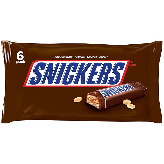 Amazon.com : Snickers, Chocolate Candy Bar Singles 6 Bars, 11.16 oz ...