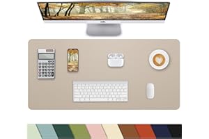 CEBOWA Small Desk Mat,Leather Desk Pad Protector,Desk Mouse pad,Office Desk mat,Laptop Mat for Desk, Non-Slip PU Leather Desk Blotter,Waterproof Desk Writing Pad for Office/Home(23.6"x13.8",Apricot)
