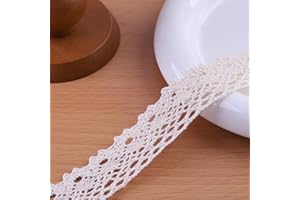 DYSHIPEN 20 Yards x 1 Inch Lace Ribbon Vintage Lace Trim Crochet Cotton Lace Edge for Christmas Package DIY Sewing Wedding Bridal Dress,Costume,Crafts and Sewing (Beige)