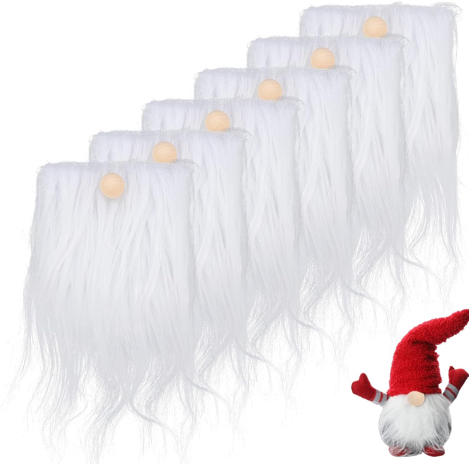 PRETYZOOM Santas Hat Pack of Pre-Cut Dwarf Beard Faux Costume Fabric Handmade Gnome Beard with Unfinished Wooden Balls for Crafts Crafting Supplies
