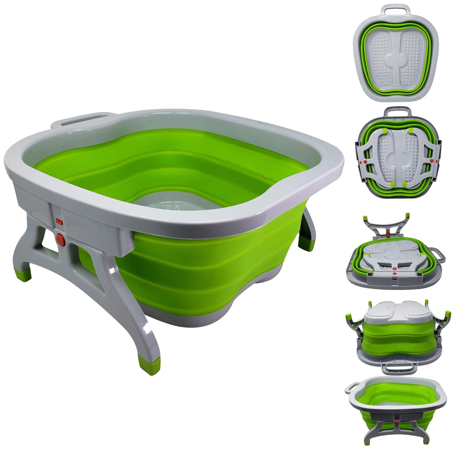 Large Foot Soaking Tub, bucket for feet, foot bath, foot tub, for at Home Spa Pedicures. Plastic/Rubber Foldable Bucket For Soaking Feet to Apply Callus Remover, or Use Pumice Stone (Green): Beauty