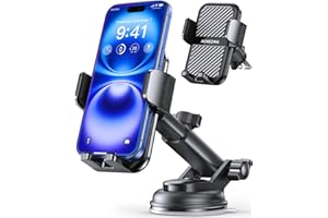 ACMEZING 3-in-1 Car Phone Holder [122+LBS Strongest Suction & Stable Clamp Arm] 360° Adjustable Car Phone Mount, Cell Phone Holders for Your Car for Air Vent Dashboard, All Car Models & Smartphones, Black