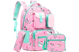 Meetbelify Backpacks for Girls Cute School Backpacks for Elementary Students Ages 8-10 Kids Aesthetic Travel Backpack with Lunch Box Pencil Case 3 in 1 Backpack Set for Girls