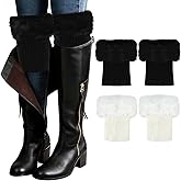 Junely 2 Pairs Boot Socks for Women Winter Warm Cable Knit Boot Cuffs Short Leg Warmers Boot Toppers Gifts