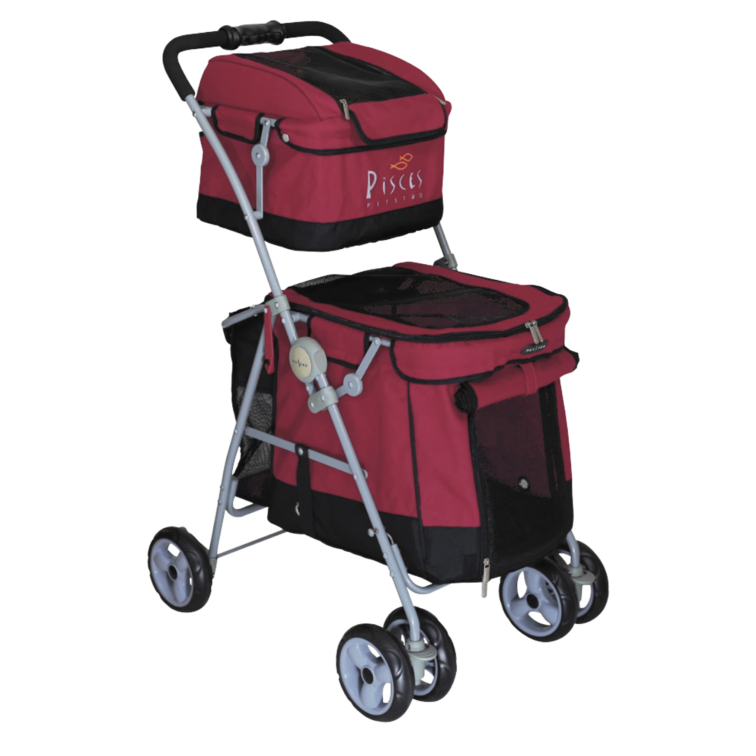 POUSSETTE CHIEN 2 Stages Duo Dog Pushchair Red