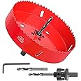 6 Inch Hole Saw - 152mmHSS Bi-Metal Hole Saw - Heavy Duty Hole Cutter for Metal/Wood with Smooth Flat Edge, Fast Chip Removal
