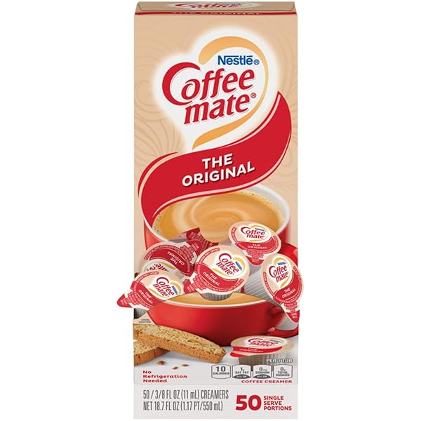 NESTLE COFFEE MATE COFFEE CREAMER, ORIGINAL, LIQUID CREAMER SINGLES, BOX OF 50 SINGLES