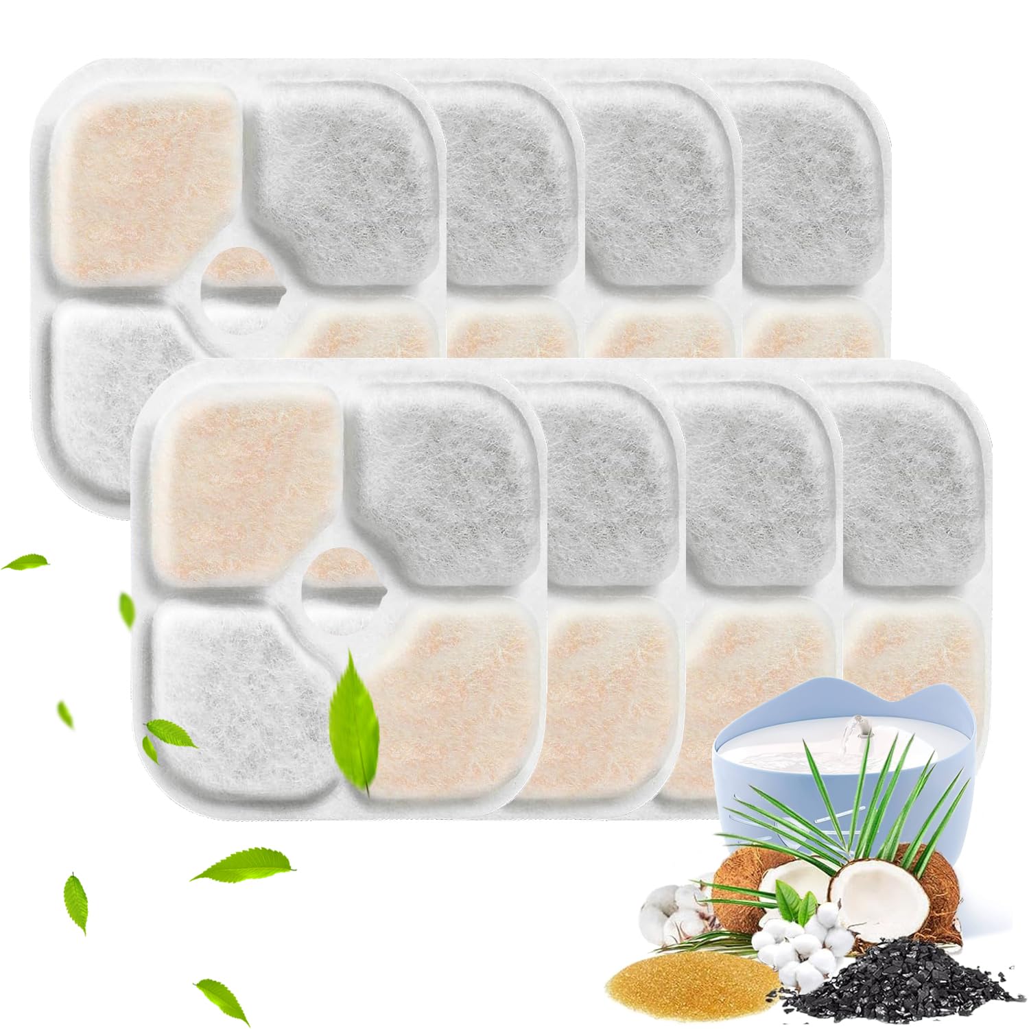 JOOTUEPO Cat Water Fountain Filter Compatible with Catit PIXI Drinking Fountain, 8 Pack Cat Water Fountain Filters, Fountain Replacement Filter with Triple Filtration System