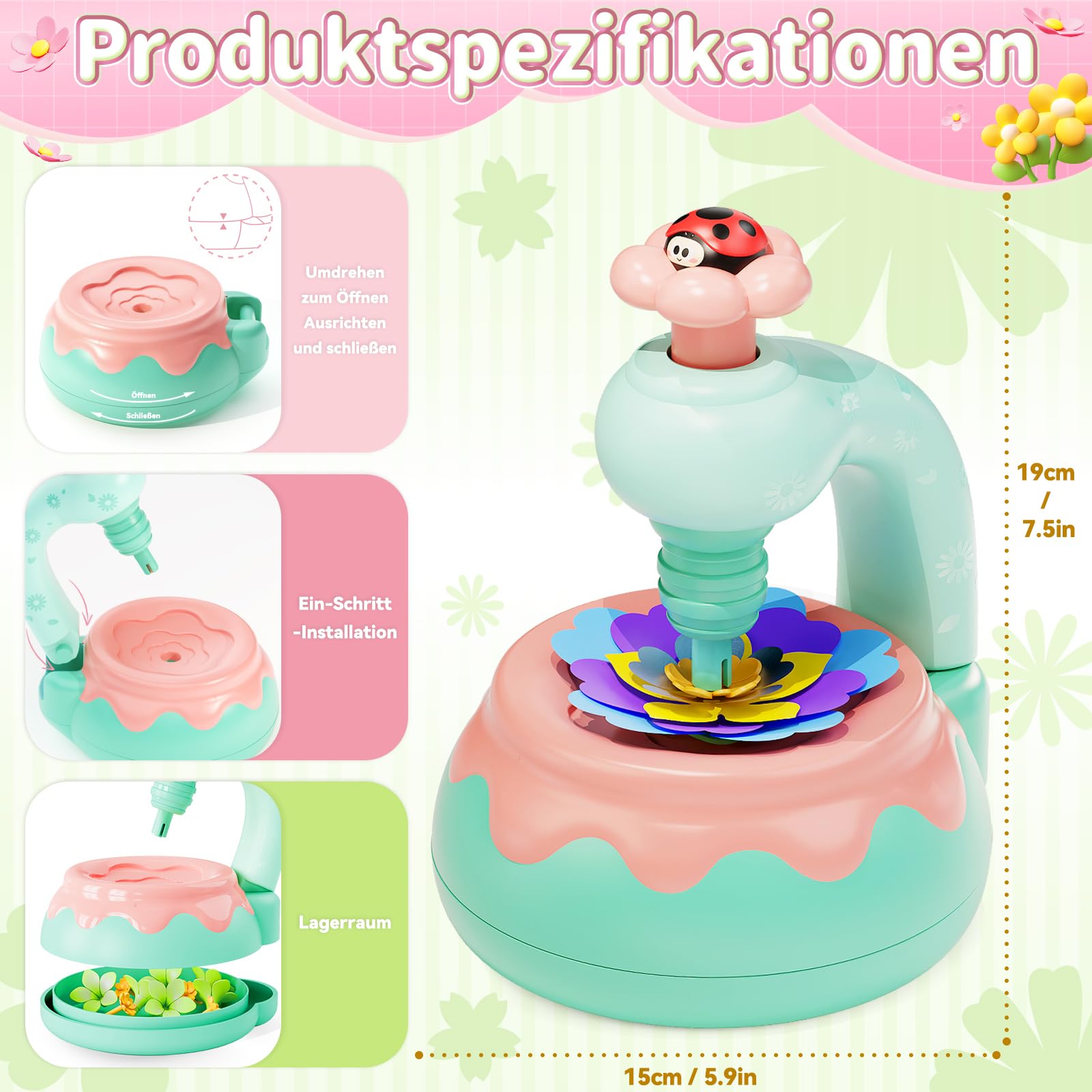 Blumenstrauß-Bastelset, DIY Blumen Bastelset Kinder, Kunsthandwerk-Lernspielzeugset für Mädchen im Kleinkindalter, Weihnachts Geburtstagsgeschenk für Mädchen und Jungen im Alter von 3 4 5 6 7+ Jahren 3