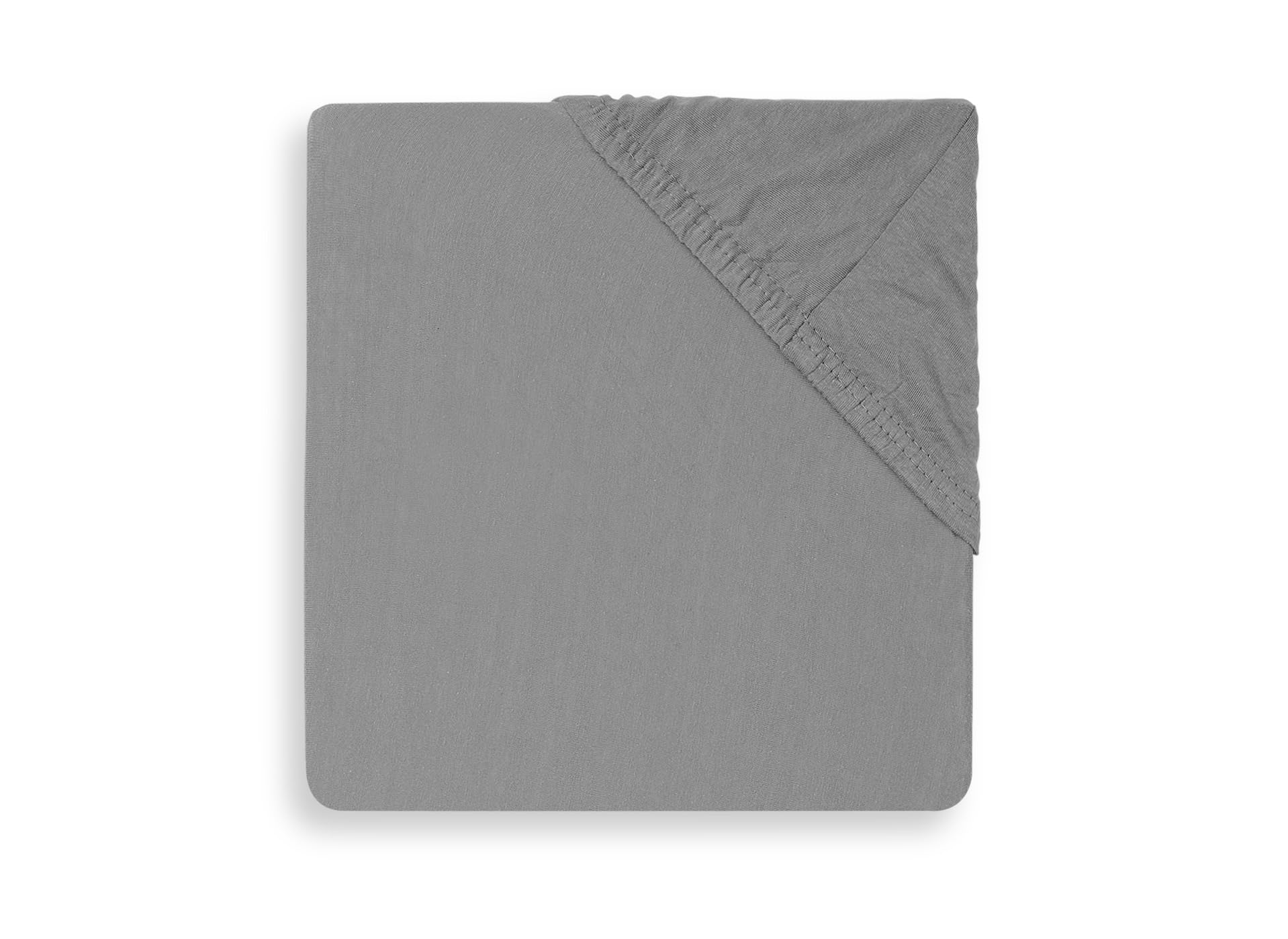 Jollein Jersey Box Mattress Fitted Sheet, 95 cm Length x 75 cm Width, Storm Grey