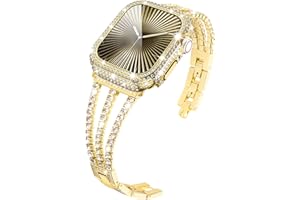KADES Compatible for Apple Watch Series 11/10 46mm/42mm Series 9/8/7 45mm/41mm Series 6/5/4/SE 44mm/40mm Series 3/2/1 42mm/38mm, Sparkling Bling Diamond Bands with Full Diamonds Case