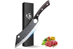 Purple Dragon Kitchen Knife 8 Inch Ultra Sharp Japanese Butcher Knife for Meat Cleaver Vegetable Cutting with Finger Hole Han