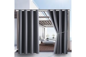 DIVA EN CAMINO DEC Waterproof Outdoor Curtain W52 x L84 - Grommet Top Sunlight Blocking Window Treatment Drapes Blackout Curtains for Home Bedroom Living Room Patio Porch Pergola Cabana Gazebo (2 Panels)