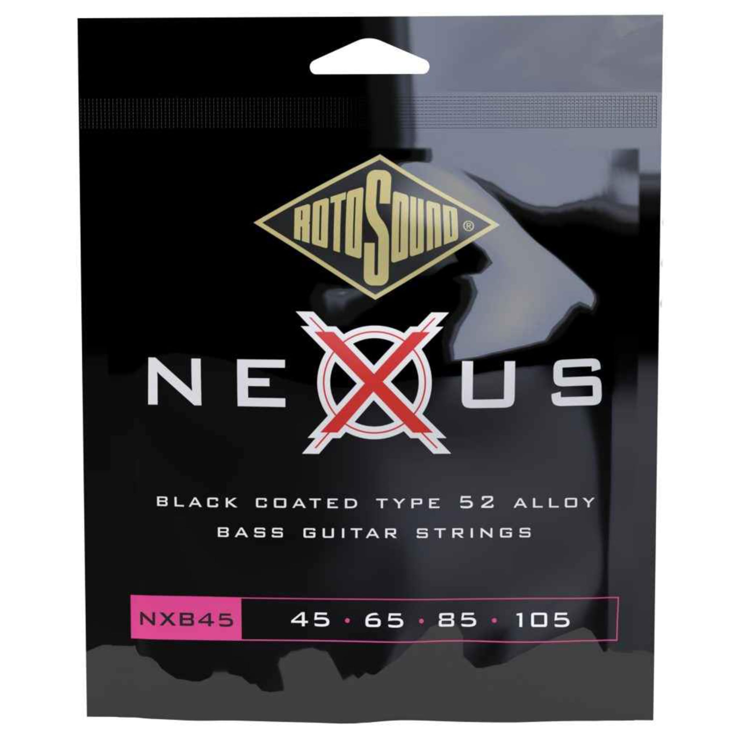 Rotosound NXB45 Black Coated Type 52 Medium Gauge Roundwound Bass Strings (45 65 85 105),White Black Red Blue