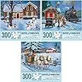 Bits and Pieces – Value Set of Three 300 Piece Jigsaw Puzzles for Adults – The Greeters, Homecoming, Winter Christmas Jigsaw Puzzle Jigsaw Puzzles by Artist John Sloane