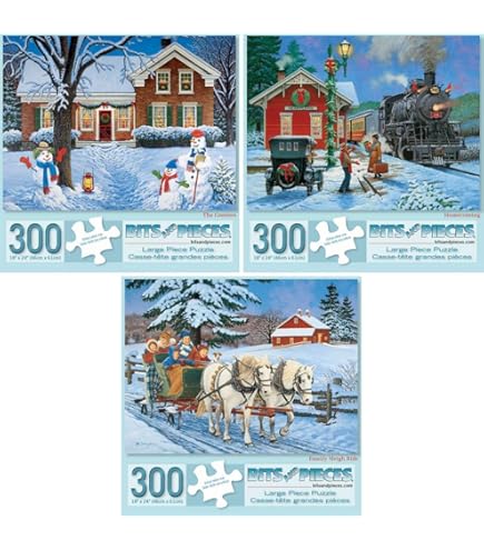 3 Puzzles De 500 Piezas Navideños - Arte De William Vanderdasson, 46x61cm
