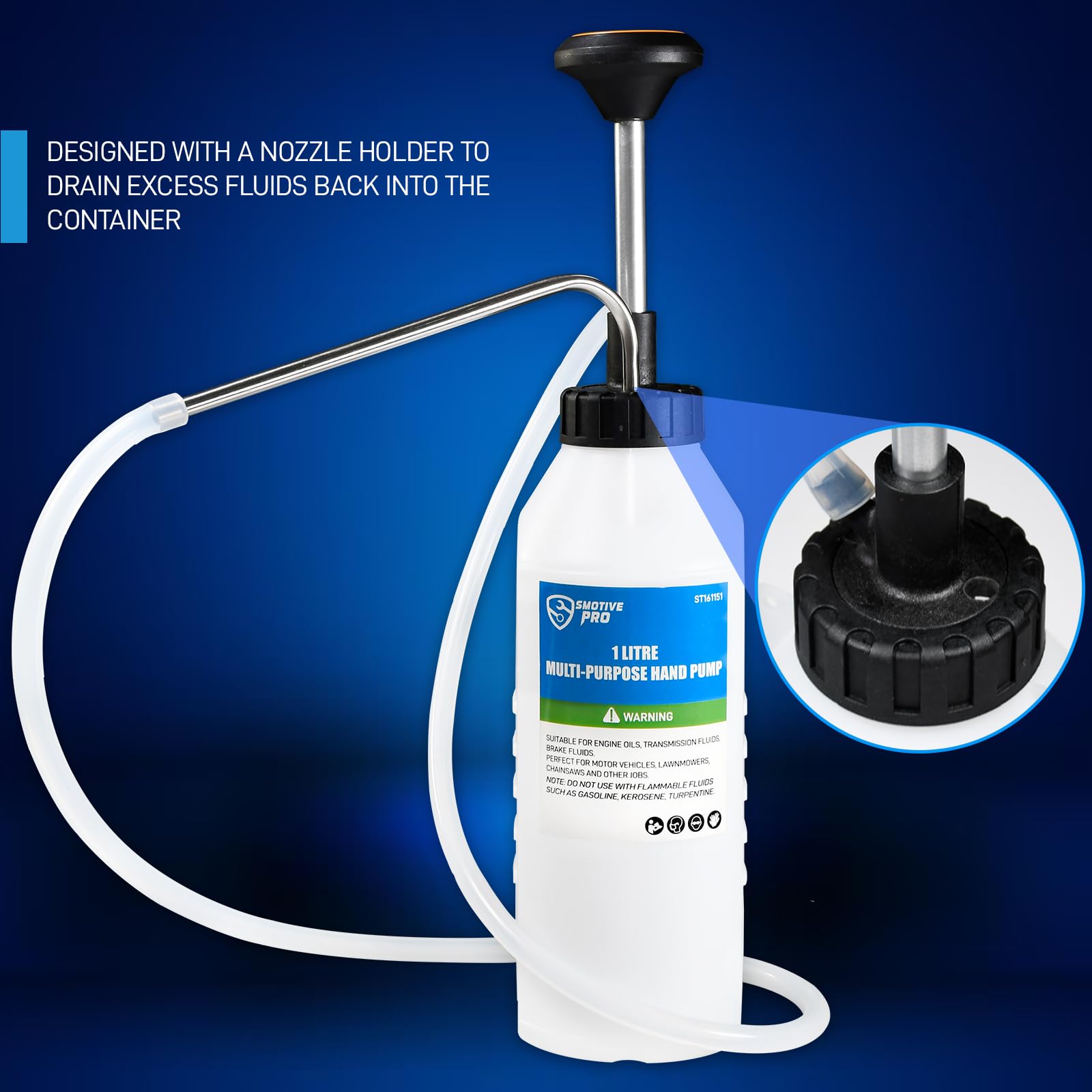 SMOTIVEPRO 1-Liter Mehrzweck-Umfüllpumpe, Ölpumpe Handpumpe für Motoröl, Getriebeöl und Bremsflüssigkeit, Geeignet für Präzises Flüssigkeitsdosieren in Engen Räumen 6