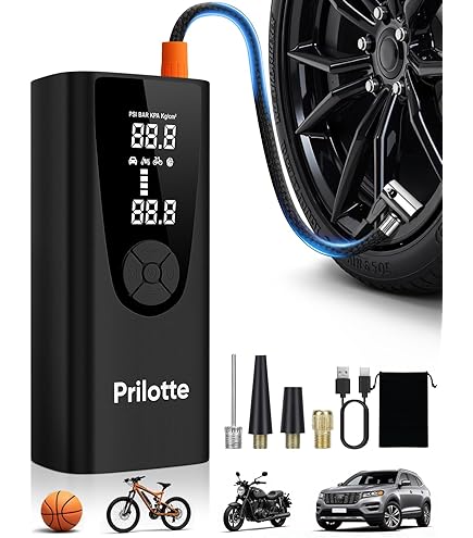 Portable Tire Inflator - 180PSI Cordless Air Pump With 20000mAh Battery, LCD Display & Rugged Case For Car, Bike, Motorcycle Tires
