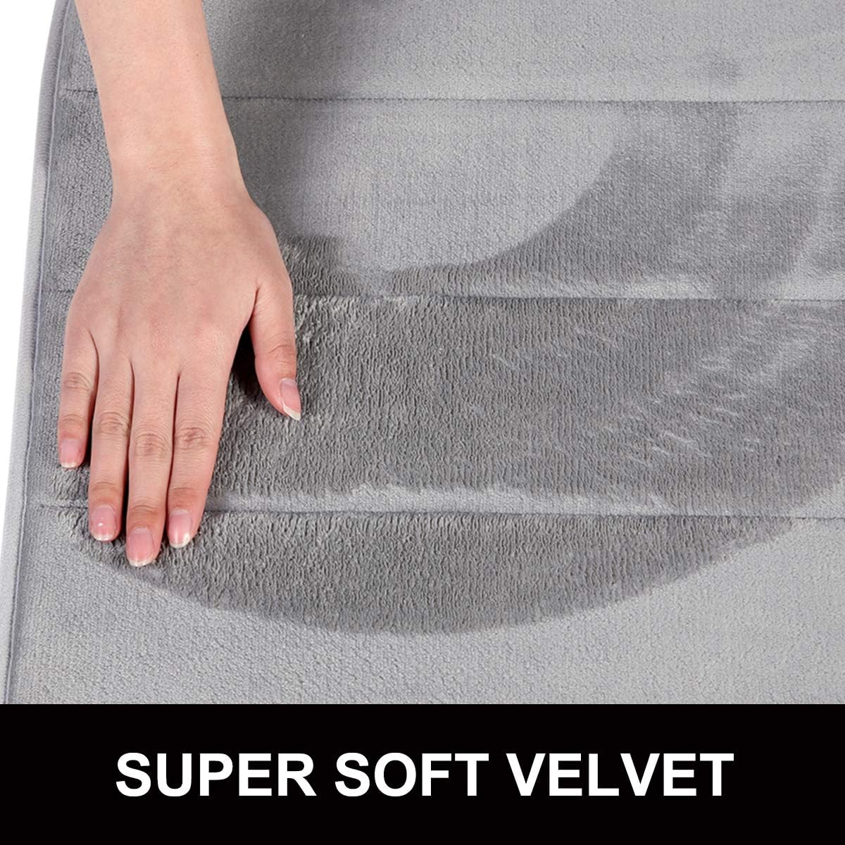 Memory Foam Soft Bath Mats - Non Slip Absorbent Bathroom Rugs Rubber Back Runner Mat for Kitchen Bathroom Floors 17" x 47", Grey: Home & Kitchen