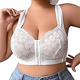 Cotton Whisper Plus Size Women's Breathable Lace Front Closure Bra Everyday Wear