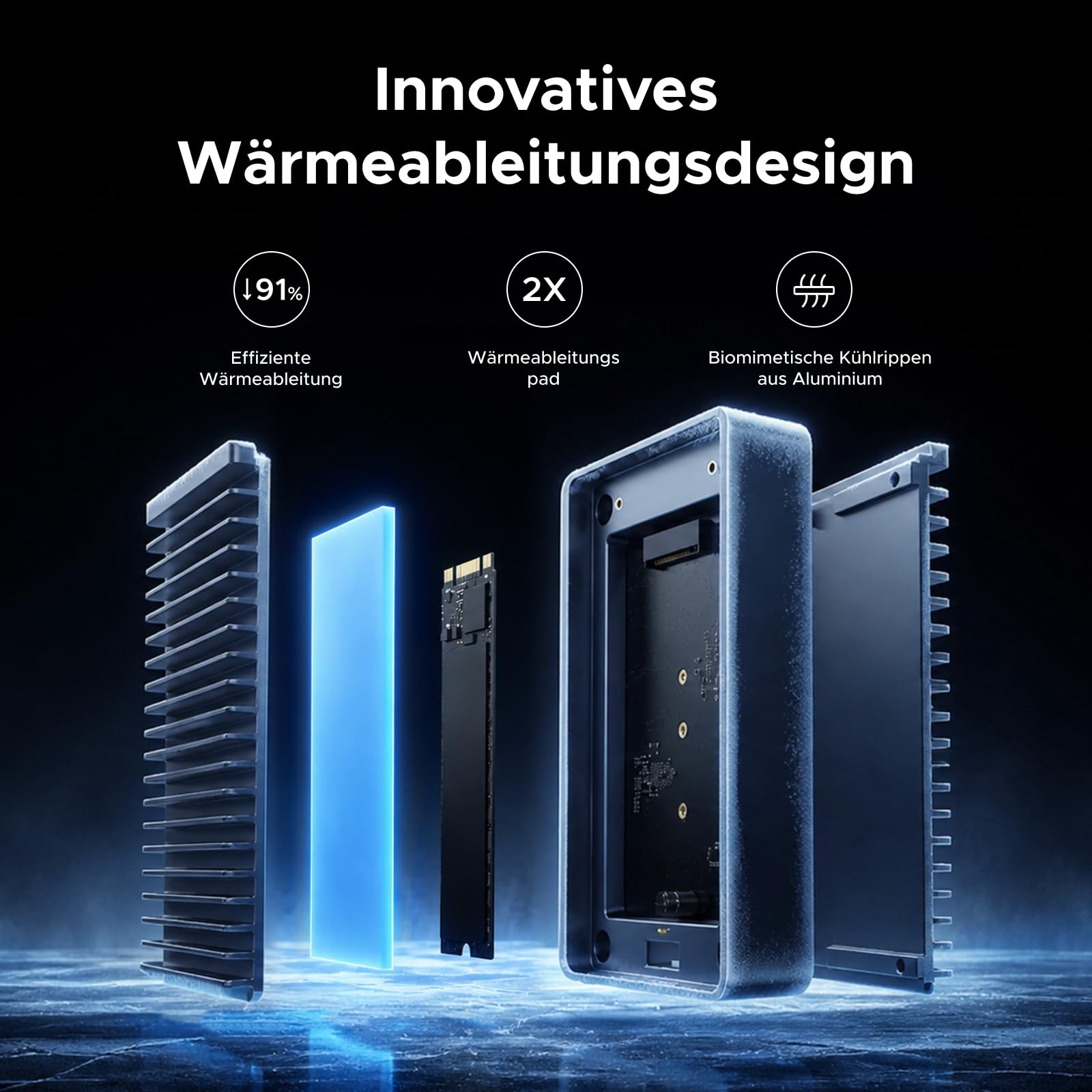 UGREEN 80Gbps M.2 NVMe SSD Gehäuse, NVMe Gehäuse kompatibel mit Thunderbolt 5/4/USB4 bis zu 7000MB/s, M2 SSD Gehäuse kompatibel mit MacBook, Mac mini, Mac Studio 50cm Kabel(SSD Nicht enthalten) 3