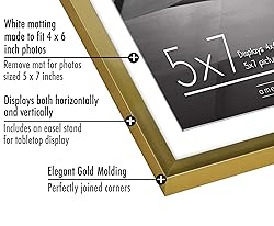Americanflat 5x7 Picture Frame in Gold - Displays