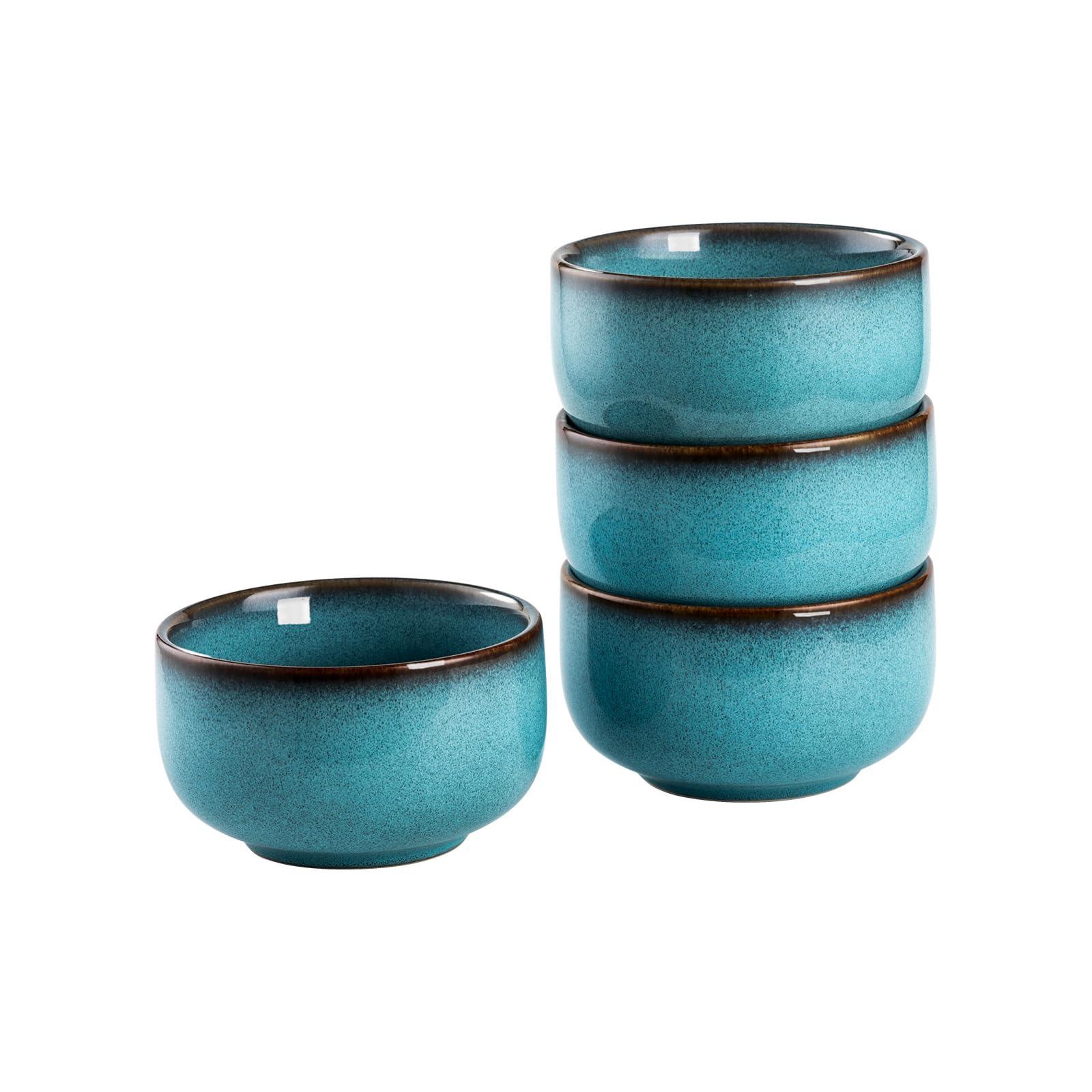 Photo 1 of Henten Home Ceramic Salad Bowl Set, 15 OZ Cereal Bowls Set of 4, Porcelain Rice Bowls for Kitchen, Reactive Glaze Serving Soup Bowls for Snack, Pasta, Microwave Safe (Aqua)