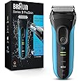 Braun Electric Series 3 Razor with Precision Trimmer, Rechargeable, Wet & Dry Foil Shaver for Men, Blue/Black, 4 Piece