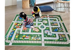 NEXACE Kids Rug,Playroom Car Rug Play Mat,City Life Road Rug for Cars,Fun City Map for Track Toys,Carpet for Bedroom Boys (6'7"x4'7")